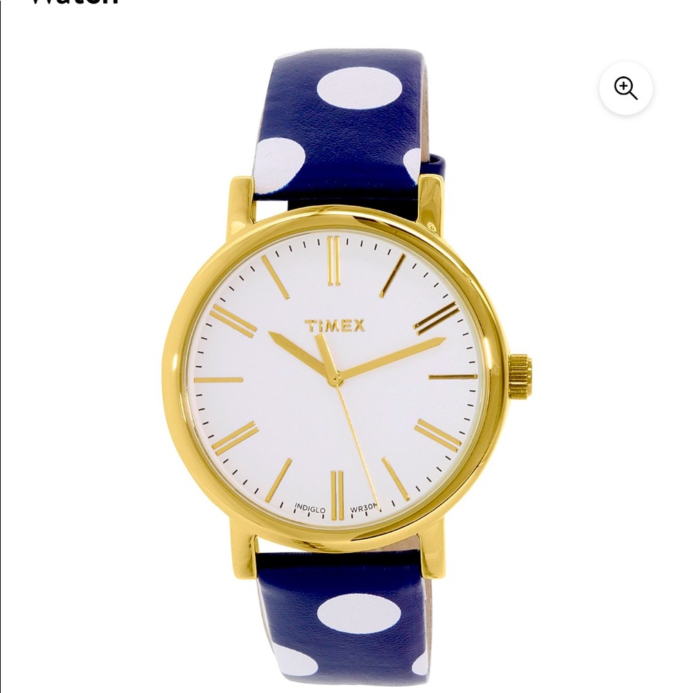 Timex originals blue white polkadot watch